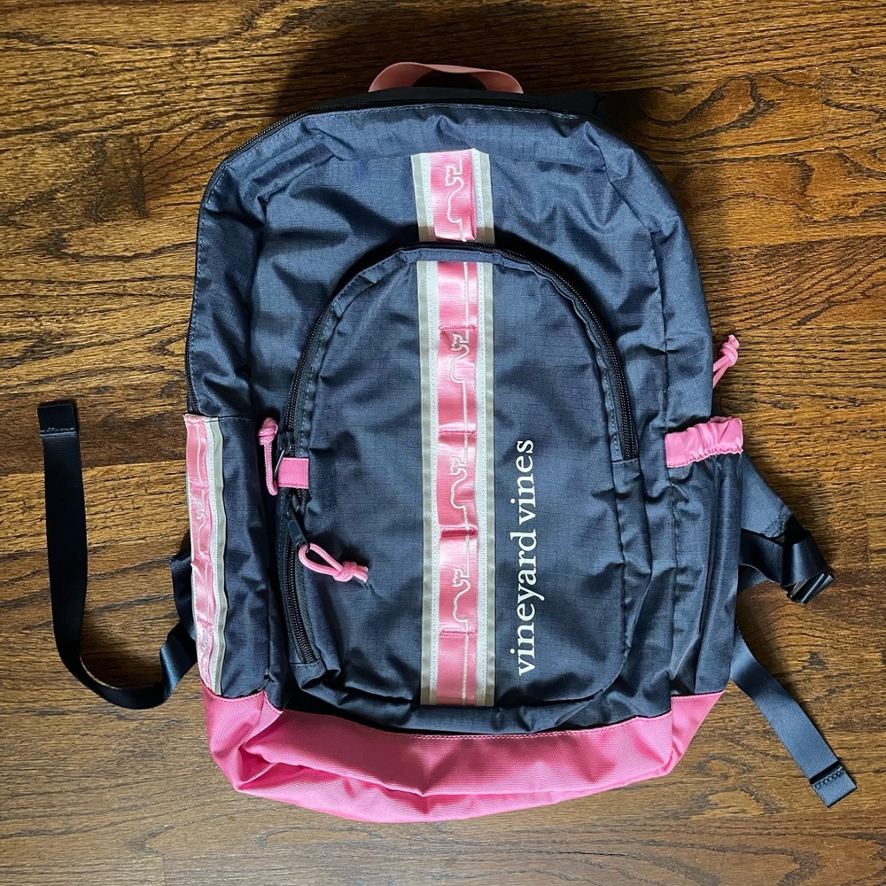 Vineyard Vines Navy and Pink Backpack